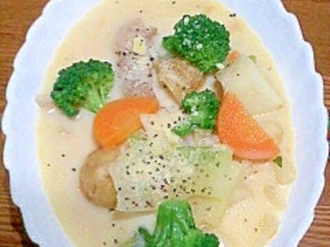 豆乳と大豆粉の サラッとしたチーズスープ